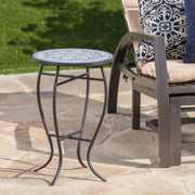 Outdoor Round Side Table With Mosaic Style Top And Curved Iron Legs - R&R Furniture Gallery (Fountain Valley, CA)