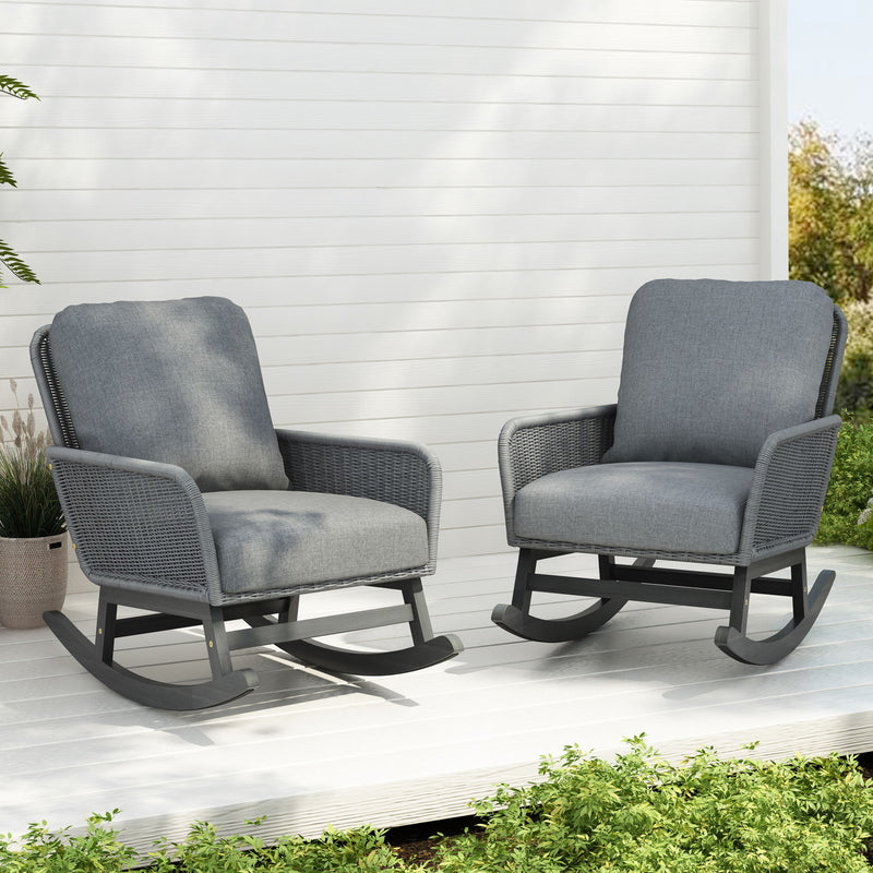 Contemporary Minimalist Wicker Rocking Chair With Soft Cushions And Durable Wooden Frame - R&R Furniture Gallery (Fountain Valley, CA)