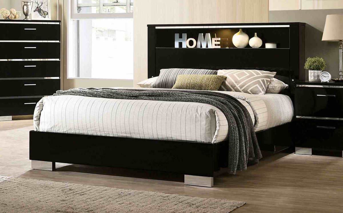 Carlie - Cal.King Bed, Black