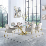 Barnard - Dining Table - Clear Glass & Mirrored Gold - R&R Furniture Gallery (Fountain Valley, CA)