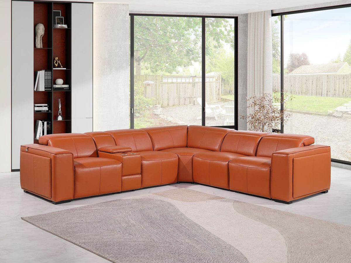 1224 - 6-Piece L-Shaped Sectional Sofa In With 3 Power Recliners & Power Headrests - R&R Furniture Gallery (Fountain Valley, CA)