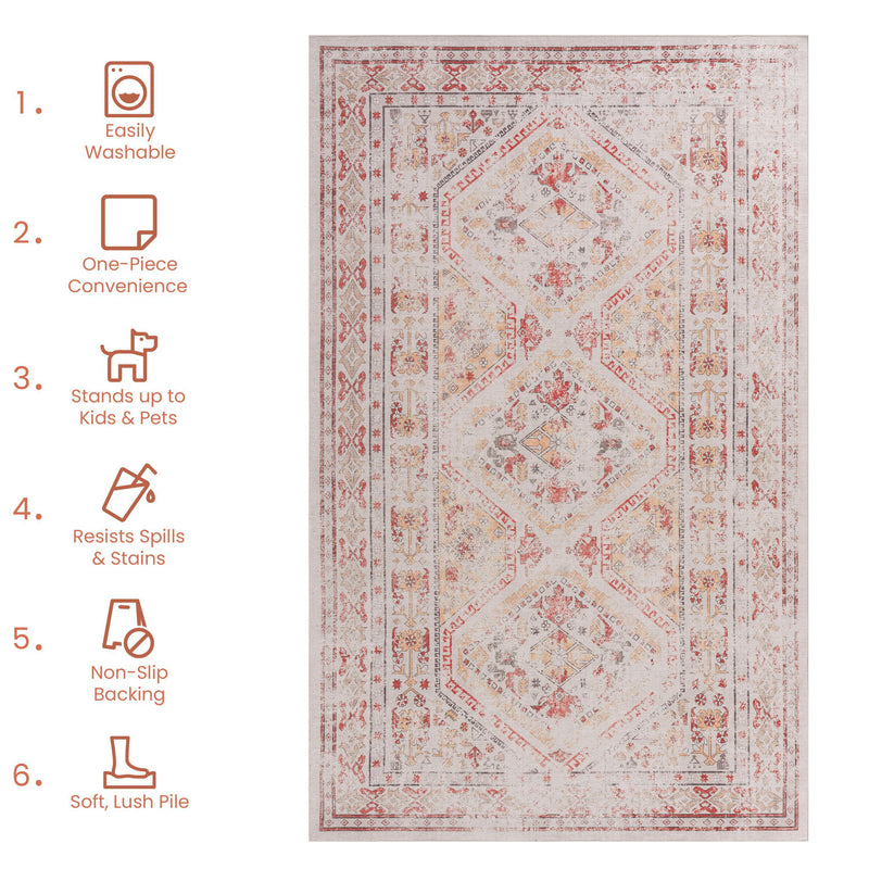 Maval - 6' X 9' Washable Area Rug - Beige - R&R Furniture Gallery (Fountain Valley, CA)