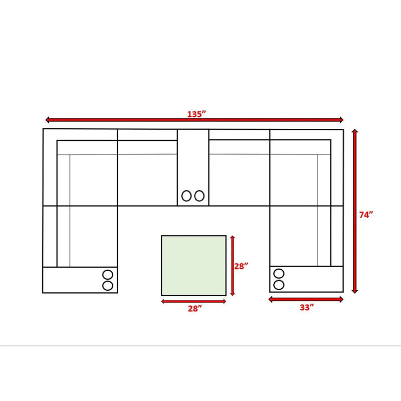 Modern Patio Rattan Sectional Set With Cushions - R&R Furniture Gallery (Fountain Valley, CA)
