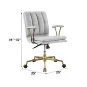 Damir - Office Chair - Vintage White Top Grain Leather & Chrome - R&R Furniture Gallery (Fountain Valley, CA)