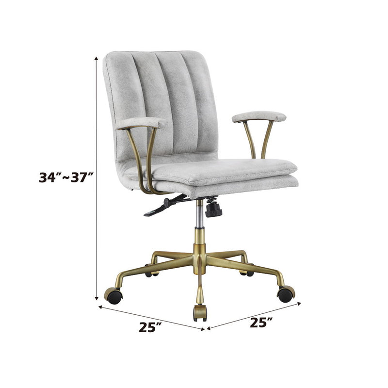 Damir - Office Chair - Vintage White Top Grain Leather & Chrome - R&R Furniture Gallery (Fountain Valley, CA)