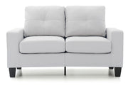 Glory Furniture Newbury track arm loveseat in cozy living space, featuring a stationary design with plush upholstery and modern style.
