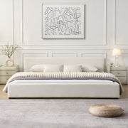 Elegant wide edge upholstered bed by Noble House featuring soft, plush fabric and a stylish contemporary design.