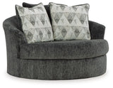 Biddeford - Oversized Swivel Accent Chair - Shadow - R&R Furniture Gallery (Fountain Valley, CA)