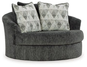 Biddeford - Oversized Swivel Accent Chair - Shadow - R&R Furniture Gallery (Fountain Valley, CA)