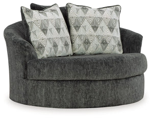 Biddeford - Oversized Swivel Accent Chair - Shadow - R&R Furniture Gallery (Fountain Valley, CA)