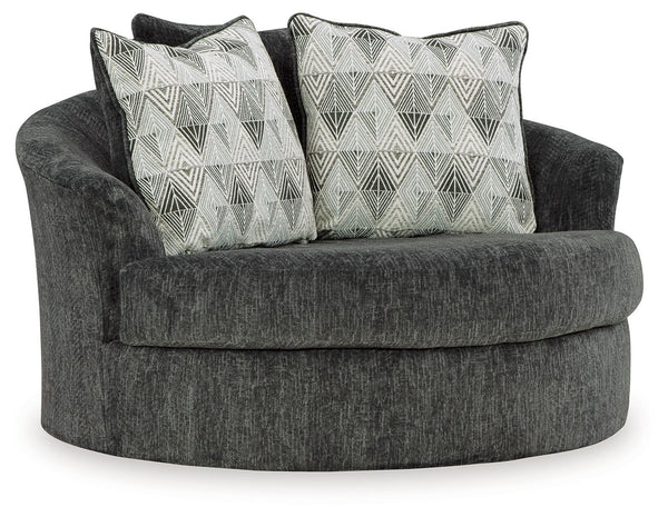 Biddeford - Oversized Swivel Accent Chair - Shadow