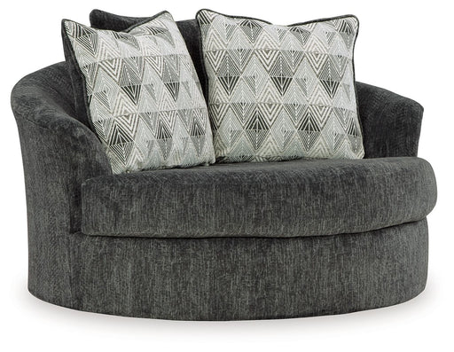 Biddeford - Oversized Swivel Accent Chair - Shadow - R&R Furniture Gallery (Fountain Valley, CA)