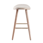 Set of two Lumi Source contemporary saddle counter stools with padded seats and sleek metal legs, perfect for modern kitchen counters.