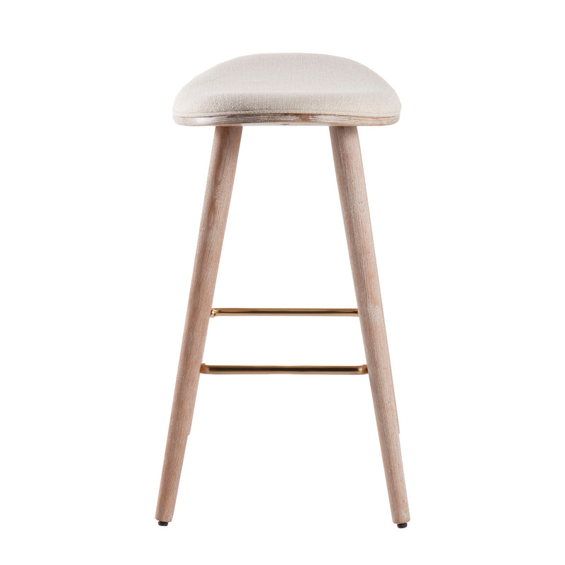 Set of two Lumi Source contemporary saddle counter stools with padded seats and sleek metal legs, perfect for modern kitchen counters.