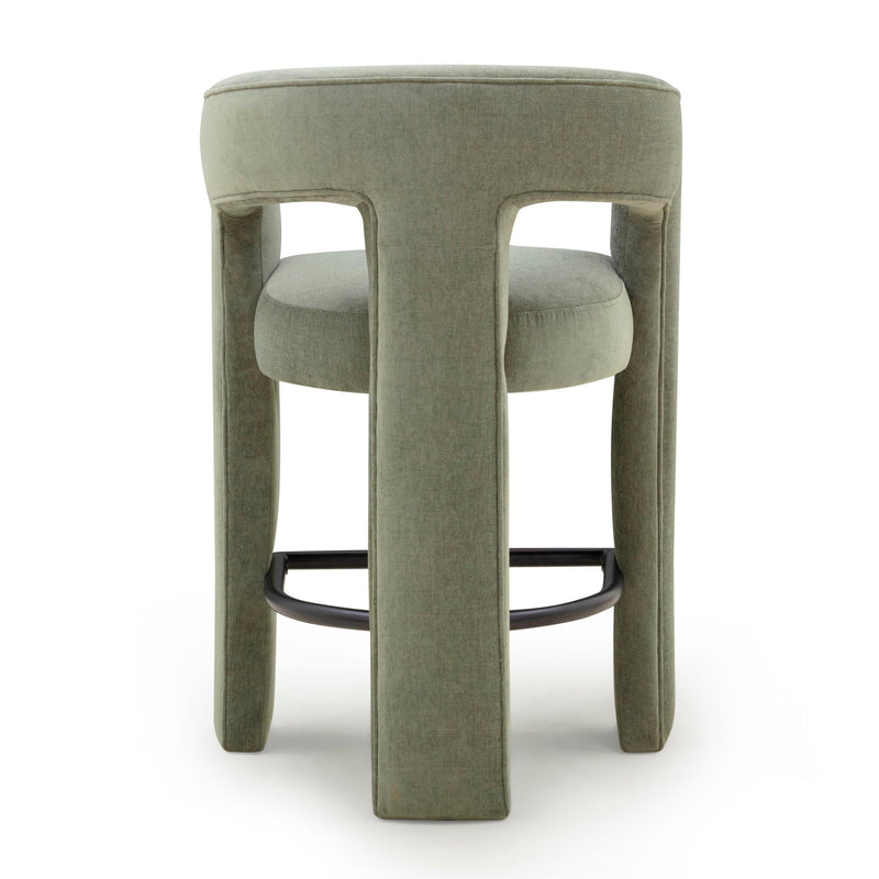 TOV Furniture Malone counter height stool with wooden seat and metal legs, suitable for kitchen or bar area.