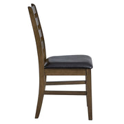 Damica - Side Chair (Set of 2) - Brown Synthetic Leather & Walnut - R&R Furniture Gallery (Fountain Valley, CA)