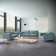 Mesut - Loveseat - Sage Green Top Grain Leather & Black - R&R Furniture Gallery (Fountain Valley, CA)