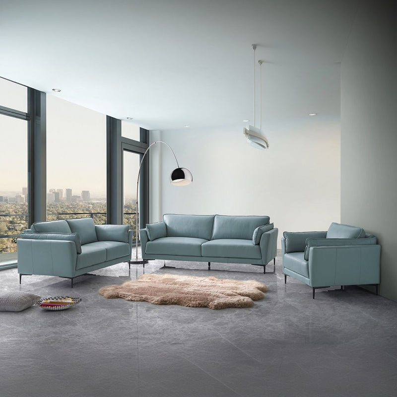 Mesut - Loveseat - Sage Green Top Grain Leather & Black - R&R Furniture Gallery (Fountain Valley, CA)