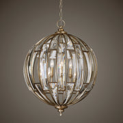 Uttermost Vicentina 6-light gold sphere pendant lighting fixture with modern design and multiple glass globe shades.