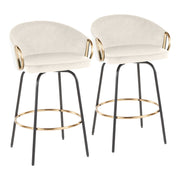 Pair of Lumi Source Claire contemporary glam counter stools with sleek design and cushioned seats, set of two.