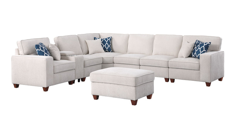 Rene - Sectional Sofa With Ottoman - Beige - R&R Furniture Gallery (Fountain Valley, CA)