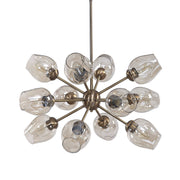 Uttermost Chet 12-light Sputnik chandelier with light brown finish, featuring multiple arms and exposed bulbs for a modern industrial look.