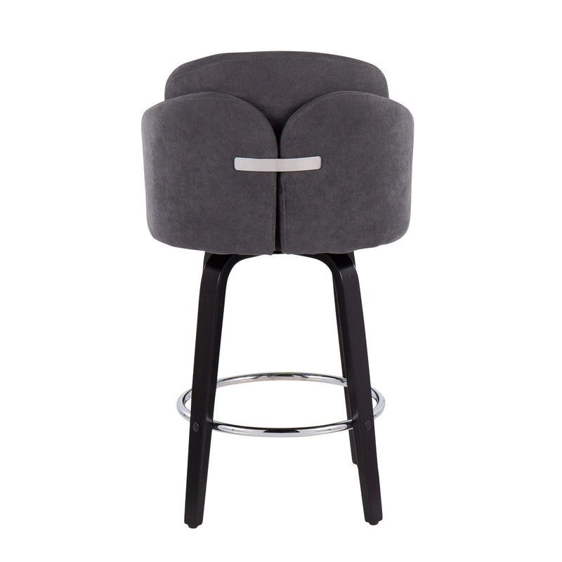 Set of two Lumi Source Dahlia contemporary counter stools with round footrests, featuring modern design and sleek upholstery.