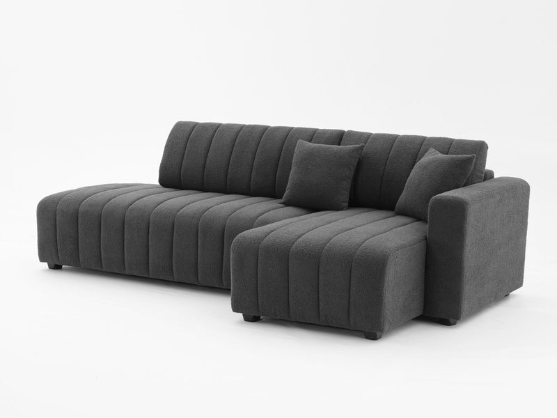 Jessica Lamb Wool Sectional Sofa with Chaise from Urban Retreats, showcasing plush seating and modern design in a stylish living room.