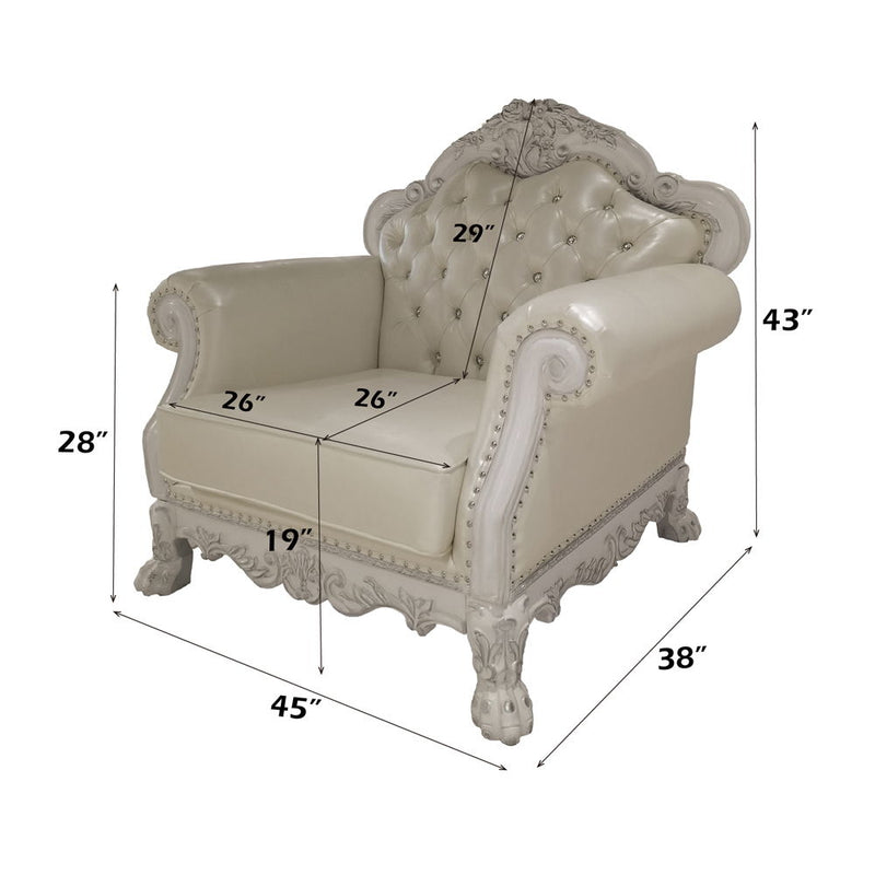 Dresden - Chair With 2 Pillows - Synthetic Leather & Bone White - R&R Furniture Gallery (Fountain Valley, CA)
