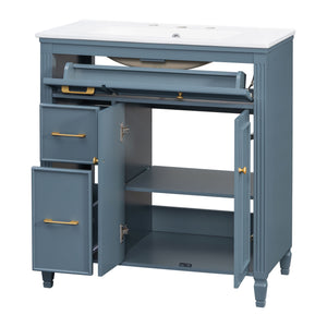 Freestanding Bathroom Vanity With Sink, Soft Close Door, Tip Out Drawer