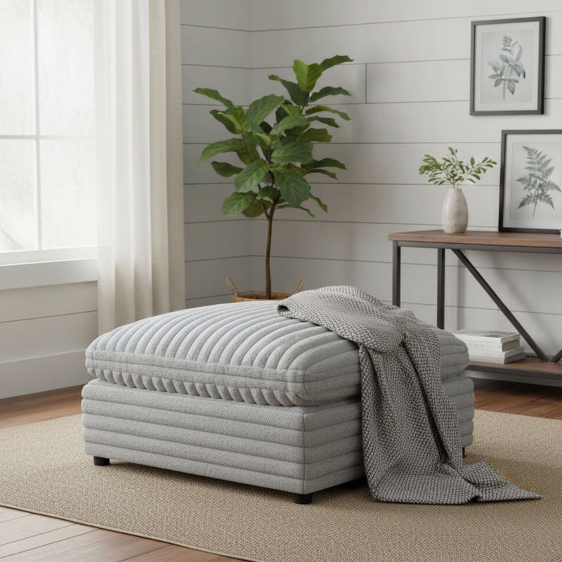 Jenny - Square Ottoman - Gray - R&R Furniture Gallery (Fountain Valley, CA)