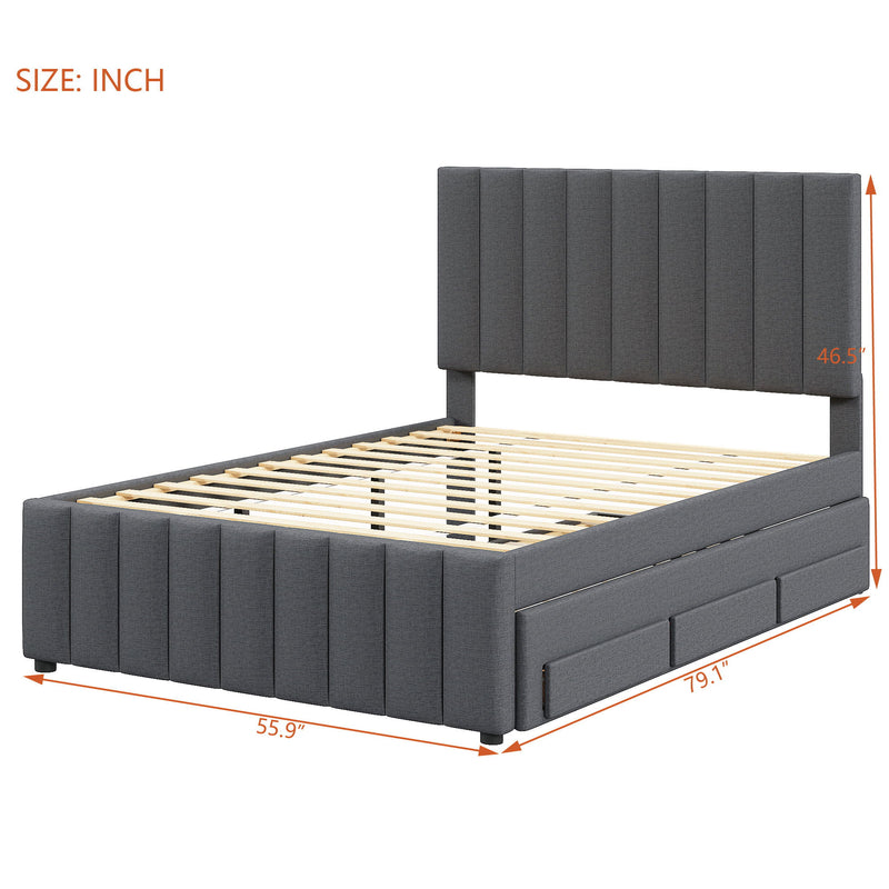 Upholstered Platform Bed With Twin Size Trundle And 3 Drawers - R&R Furniture Gallery (Fountain Valley, CA)