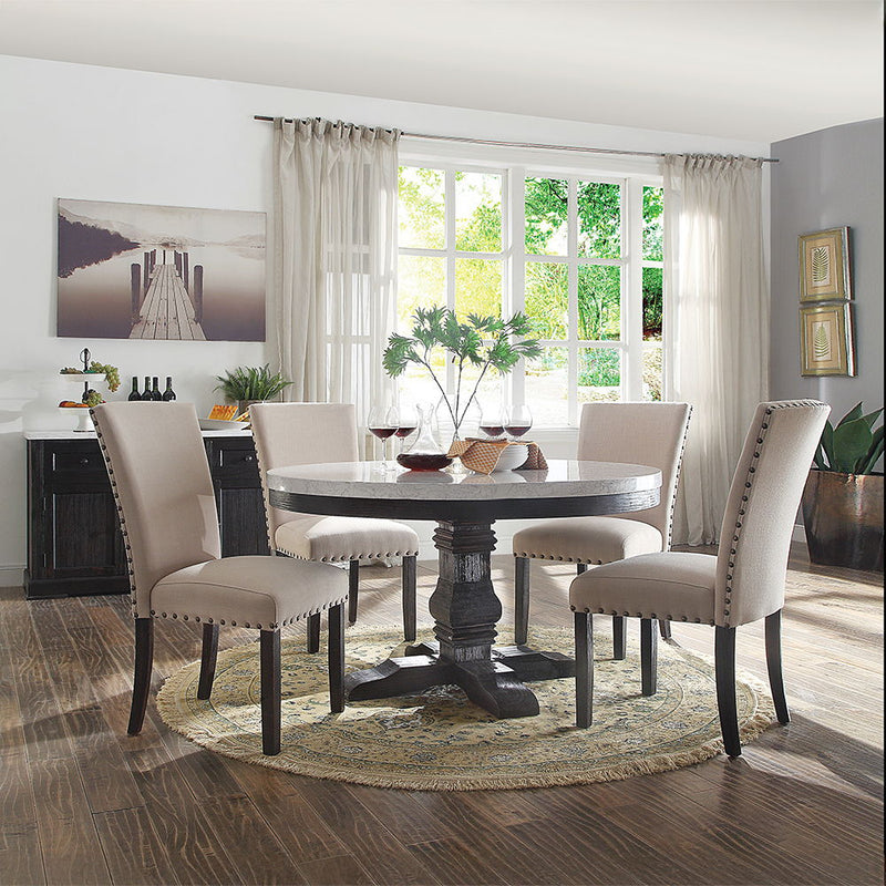 Nolan - Side Chair (Set of 2) - Linen & Salvage Dark Oak - R&R Furniture Gallery (Fountain Valley, CA)