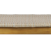 Noble House Cambria 3-seater teak bench with a sleek wooden design and sturdy legs, ideal for indoor or outdoor seating.