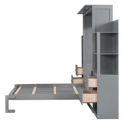 Murphy Wall Bed With LED Lights, Shelves And Drawers - R&R Furniture Gallery (Fountain Valley, CA)