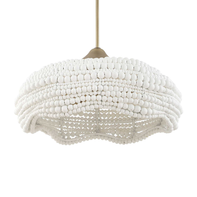 Uttermost Biddeford 5-light beaded pendant in white hanging with beaded design for modern pendant lighting.