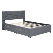 Upholstered Platform Bed With Brick Pattern Headboard And Twin Long Size Trundle - R&R Furniture Gallery (Fountain Valley, CA)