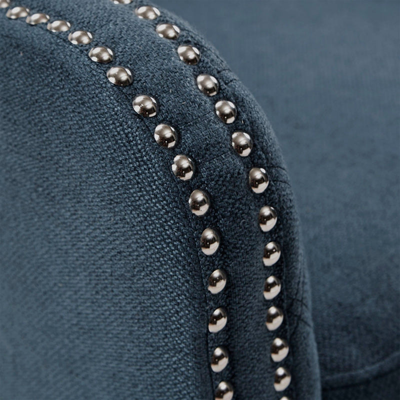 Accent Chair With Quilted Back And Silver Studs - Dark Blue - R&R Furniture Gallery (Fountain Valley, CA)