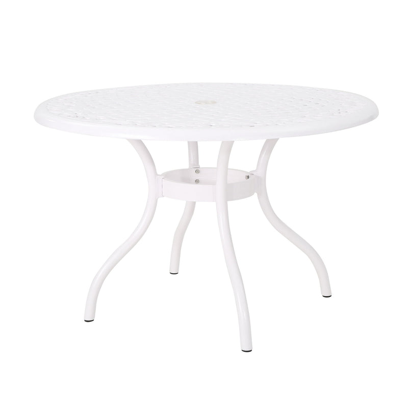 Tranquilius - Outdoor Round Dining Table With Lattice Tabletop, Umbrella Hole And Curved Legs - R&R Furniture Gallery (Fountain Valley, CA)