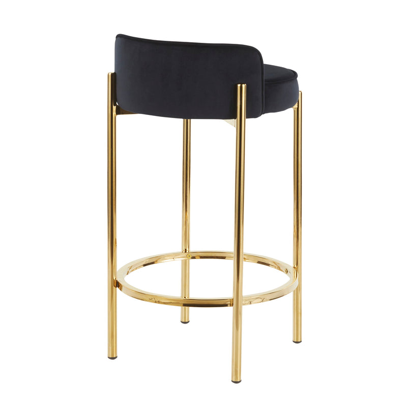 Lumi Source Chloe contemporary counter stool set of 2 with sleek modern design, wooden legs, and cushioned seats.