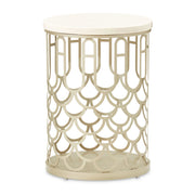 La Marisia - Marble Chairside Table - Creamy Pearl / Champagne - R&R Furniture Gallery (Fountain Valley, CA)