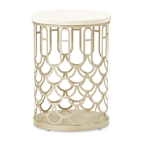 La Marisia - Marble Chairside Table - Creamy Pearl / Champagne