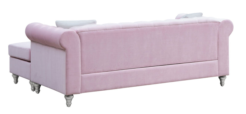 Glory Furniture Raisa sofa chaise from stationary sectional set, beige fabric with plush cushions and modern design.