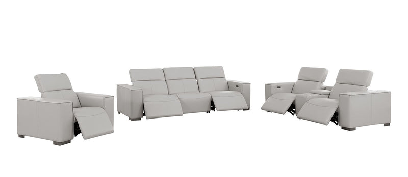 1208 - Modular Leather Set With 5 Power Recliners & Power Headrests