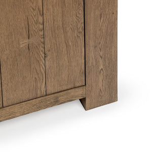 Classic Home Bristol 4-door cabinet buffet with wooden finish and sleek design, featuring spacious interior storage.
