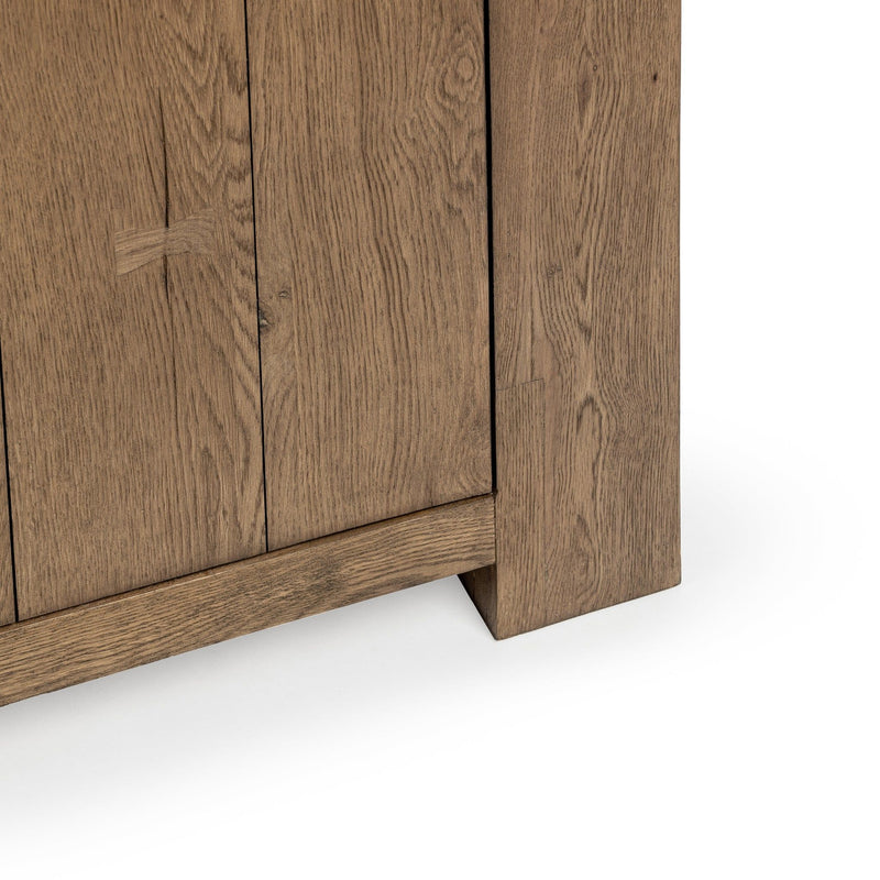Classic Home Bristol 4-door cabinet buffet with wooden finish and sleek design, featuring spacious interior storage.