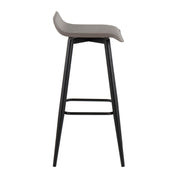 Pair of Lumi Source Ale contemporary fixed height bar stools with sleek design and wooden seats, set of two.