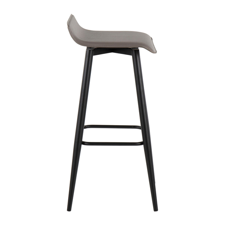 Pair of Lumi Source Ale contemporary fixed height bar stools with sleek design and wooden seats, set of two.