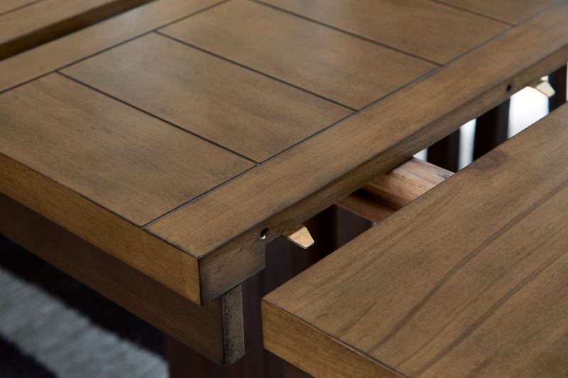 Rylandeen - Rectangular Dining Room Counter Height Extension Table - Light Brown / Dark Brown - R&R Furniture Gallery (Fountain Valley, CA)