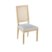 French Country Dining Chair With Rectangular Cane Backrest And Smooth Upholstered Seating - R&R Furniture Gallery (Fountain Valley, CA)